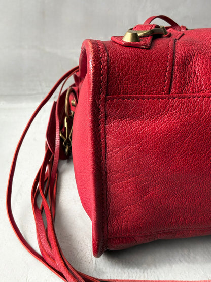 Balenciaga Classic City Red on Gold Lambskin Bag