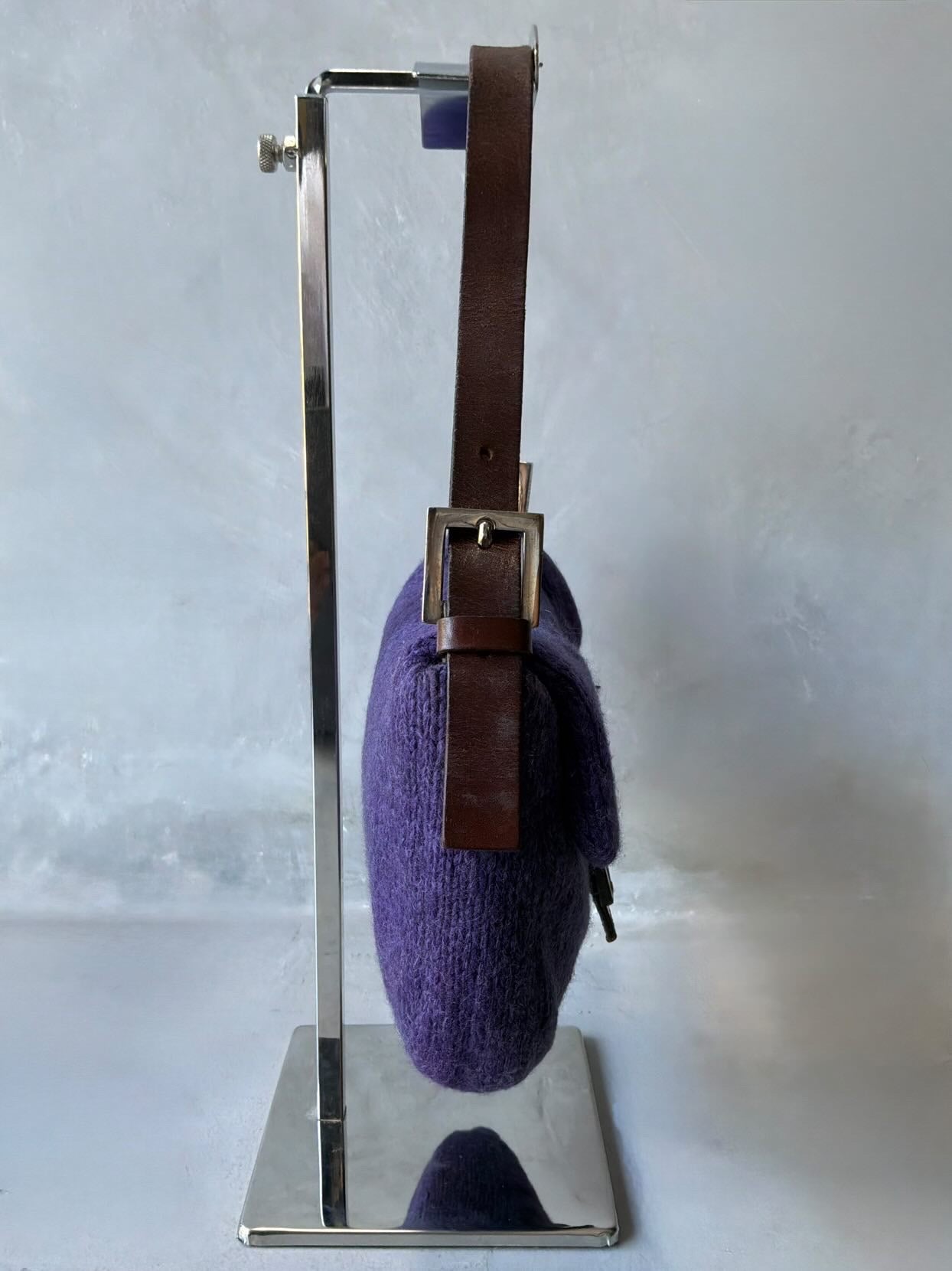 Fendi Wool Knit Wood Baguette Bag