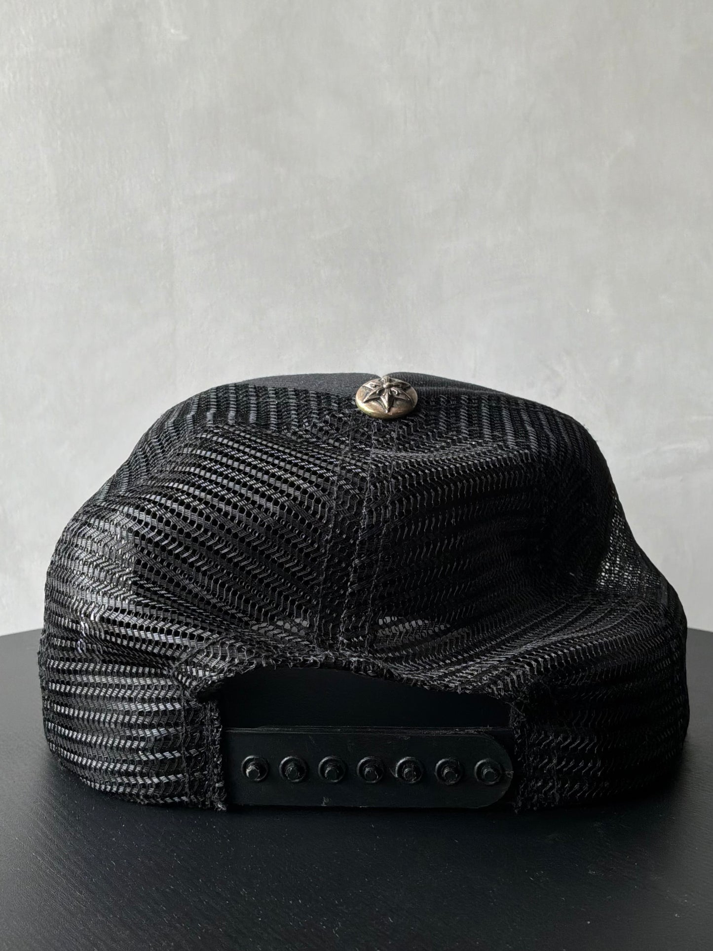 Chrome Hearts Vintage Triple Star Black Trucker Hat