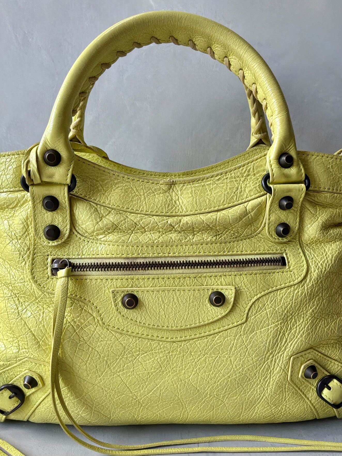 Balenciaga City ‘Town’  Lime Lambskin Bag
