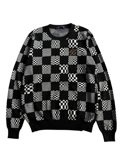 Louis Vuitton White & Black Damier Crewneck