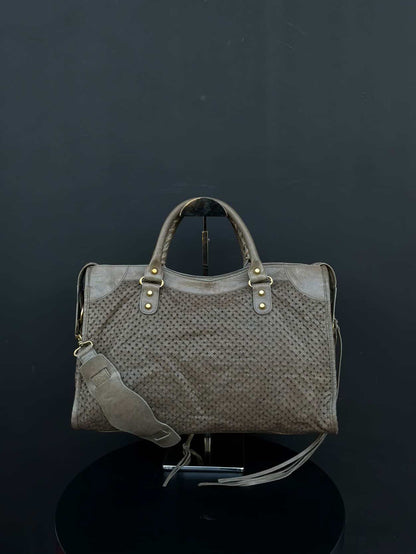 Balenciaga Classic City Perforated Leather Brown
