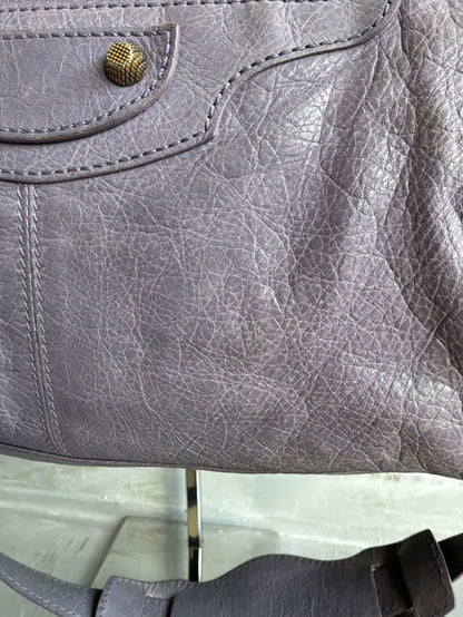 Balenciaga City ‘Part Time’ Purple Lambskin Shoulder Bag