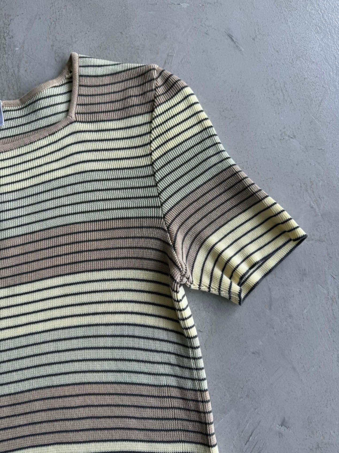 Chanel Pastel Stripe Square Neck Top