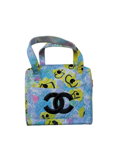 Chanel 1997 Floral Turquoise Quilted Logo CC Handbag