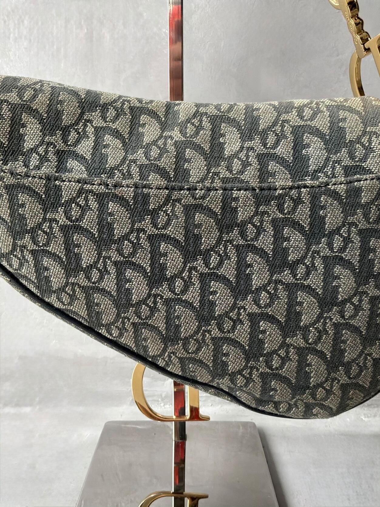 Dior Denim Monogram Saddle Bag