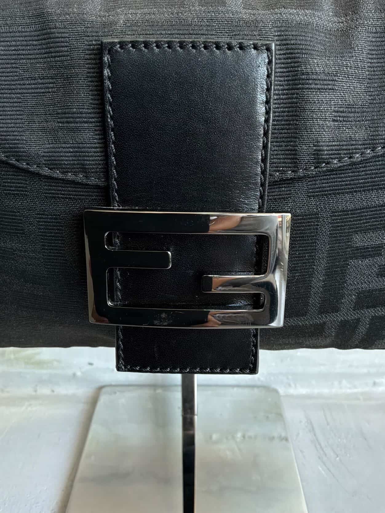 Fendi Black Monogram Baguette Bag