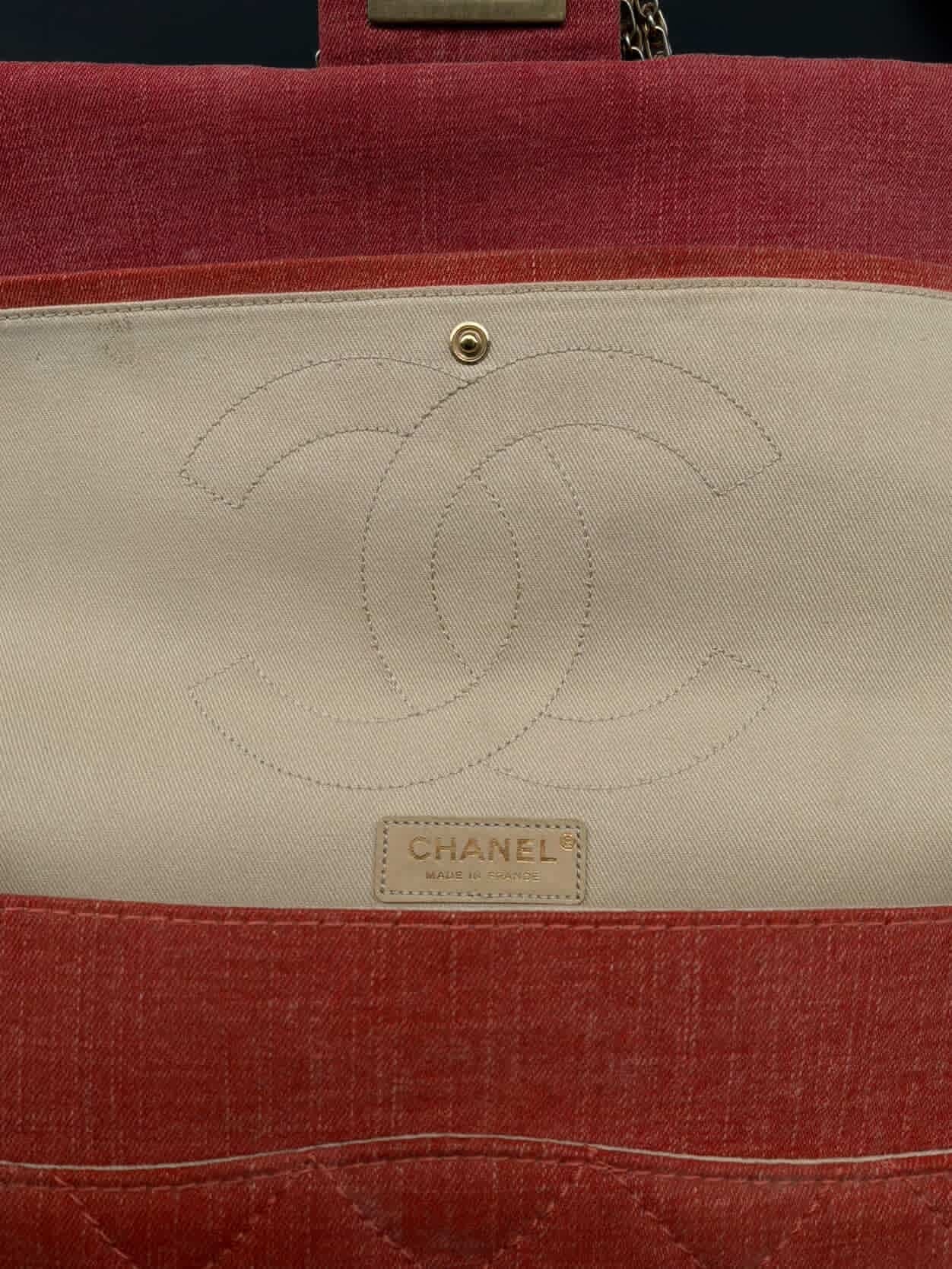 Chanel 2.55 Reissue Tricolor Denim Maxi Double Flap Shoulder Bag