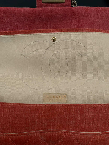 Chanel 2.55 Reissue Tricolor Denim Maxi Double Flap Shoulder Bag