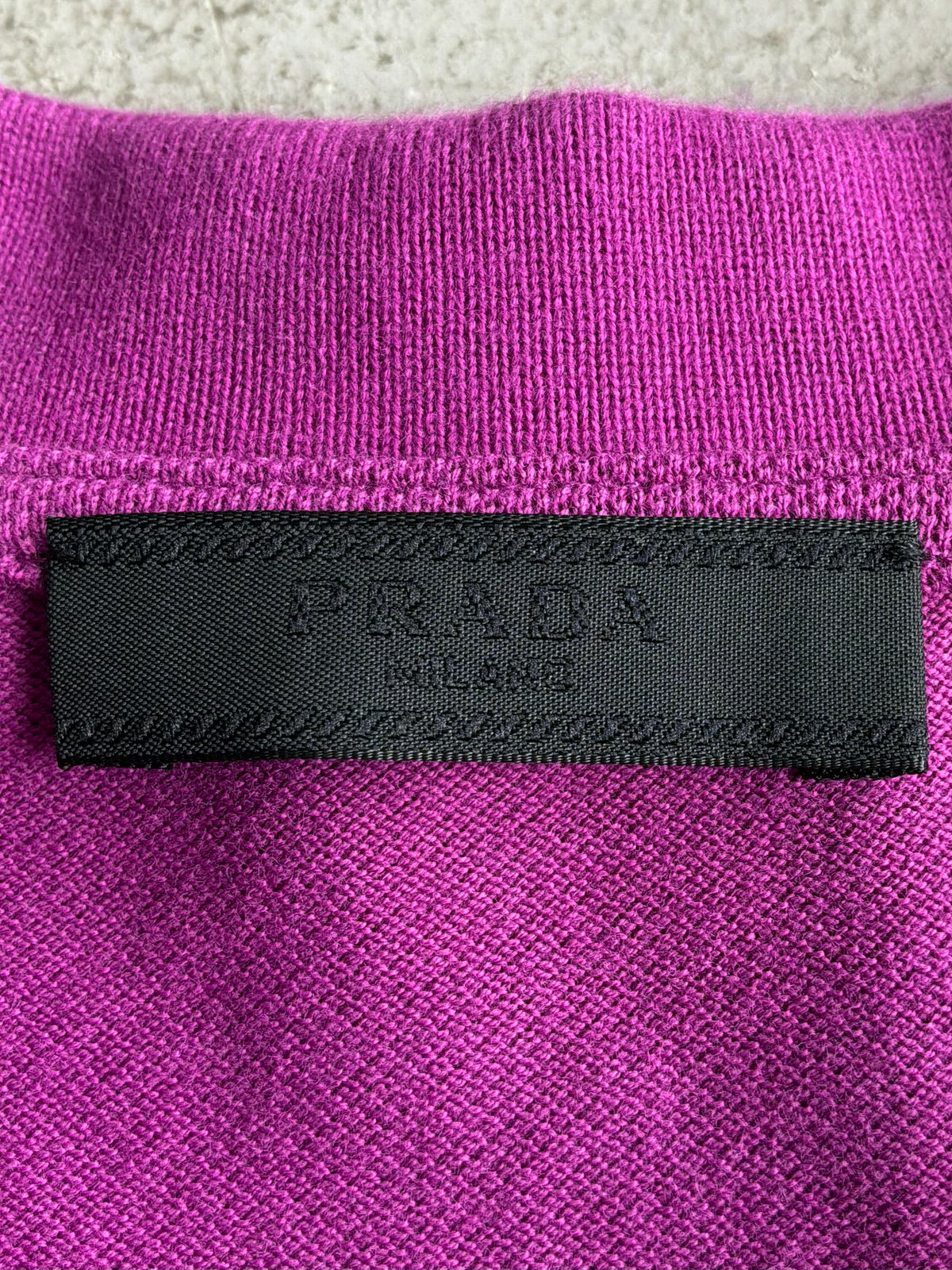 Prada Black Tab Chest Logo Purple Polo Shirt