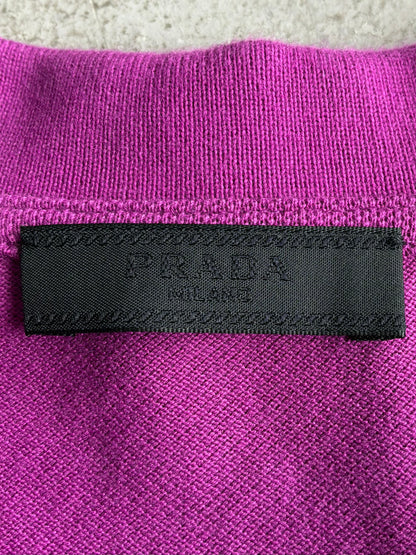 Prada Black Tab Chest Logo Purple Polo Shirt