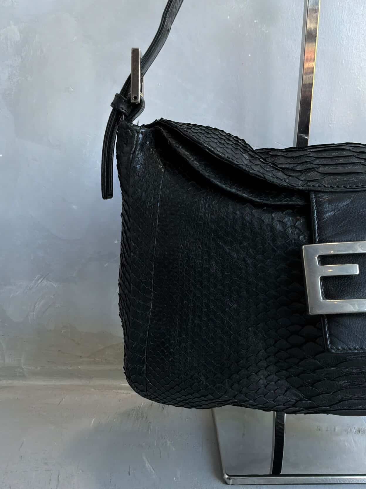 Fendi Python Double Flap Mamma Baguette Bag