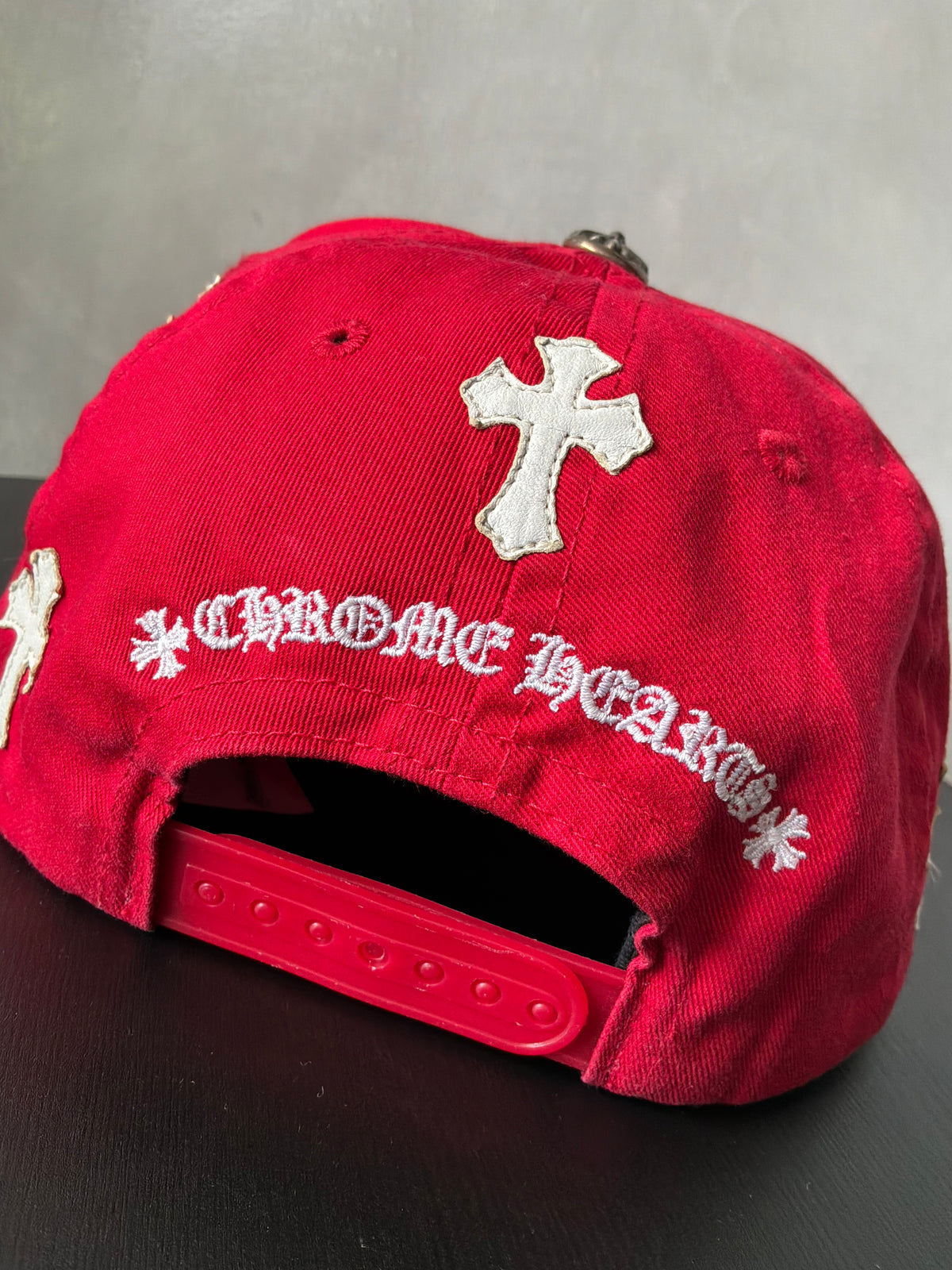 Chrome Hearts Red & White Multipatch Baseball Hat