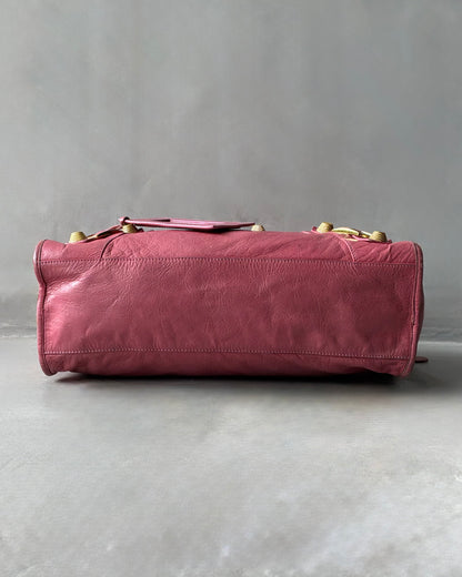 Balenciaga Classic City Pink on Gold Giant 21 Lambskin Bag