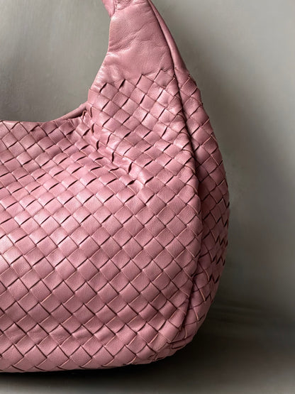 Bottega Veneta Pink Campana Intrecciato Hobo Bag