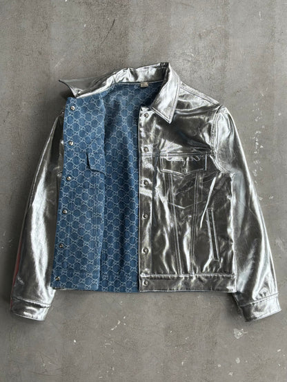 Gucci Monogram Metallic Reversible Denim Jacket