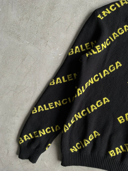 Balenciaga All Over Print Knit Crewneck