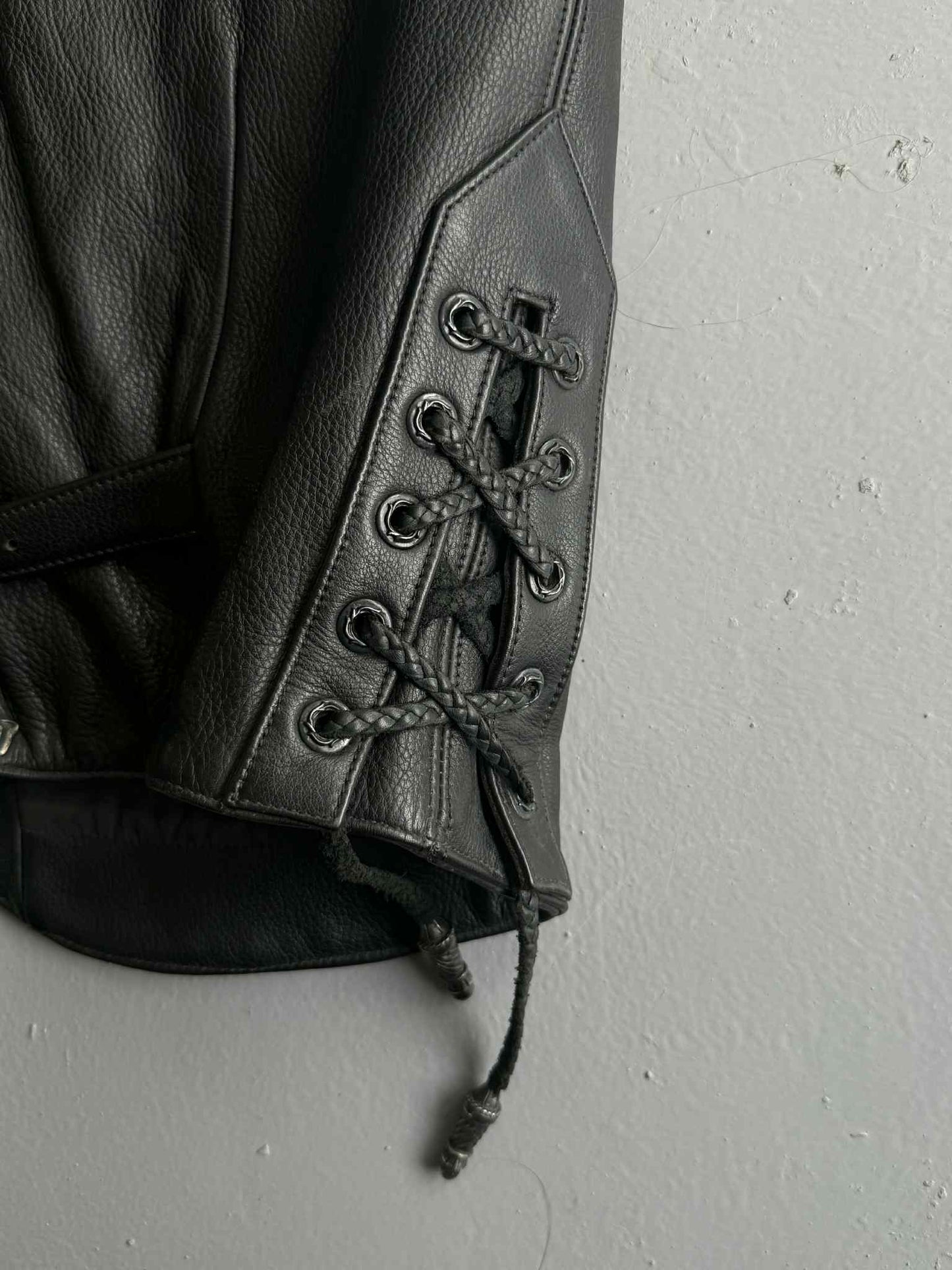 Chrome Hearts Shearling Lined Leather Silver Cross Vest