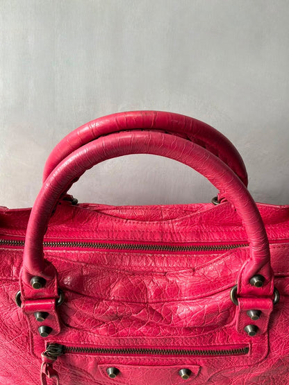 Balenciaga City Red Lambskin Bag