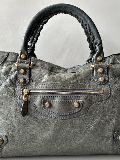 Balenciaga Classic City Gray on Rose Gold Giant 12 Lambskin Bag