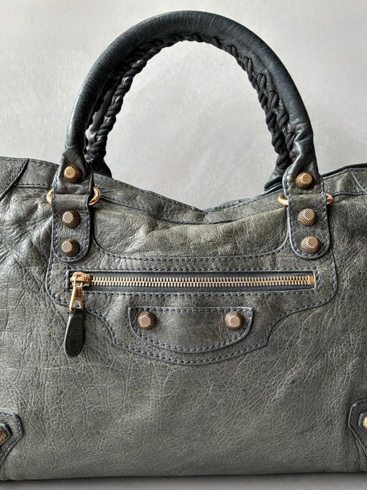 Balenciaga Classic City Gray on Rose Gold Giant 12 Lambskin Bag