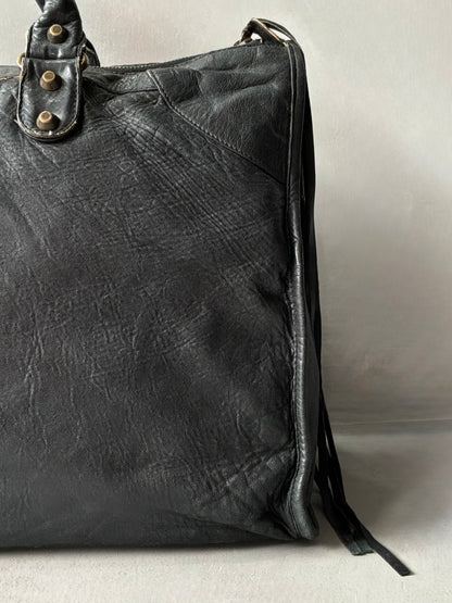 Balenciaga Work Black on Brass Lambskin Bag