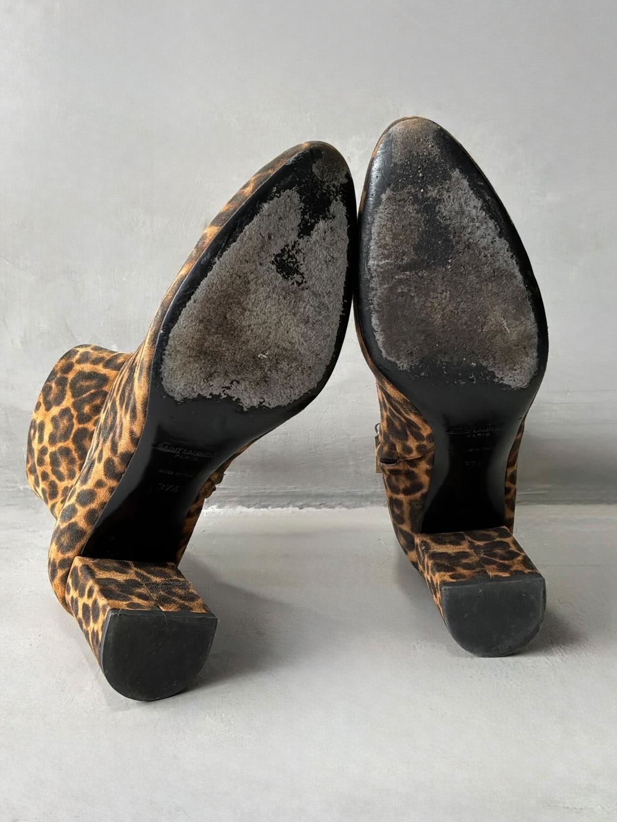 Saint Laurent Paris Suede Lou Leopard Ankle Boot