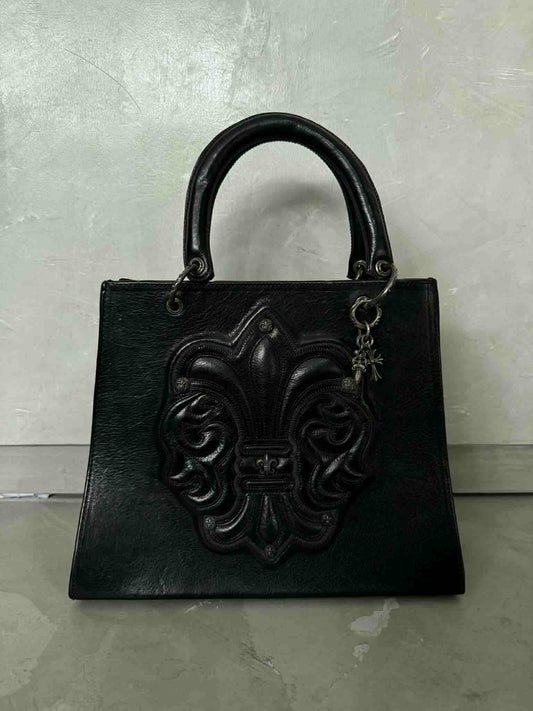 Chrome Hearts 90s Grained Calfskin Fleur De Lis Leather Handbag