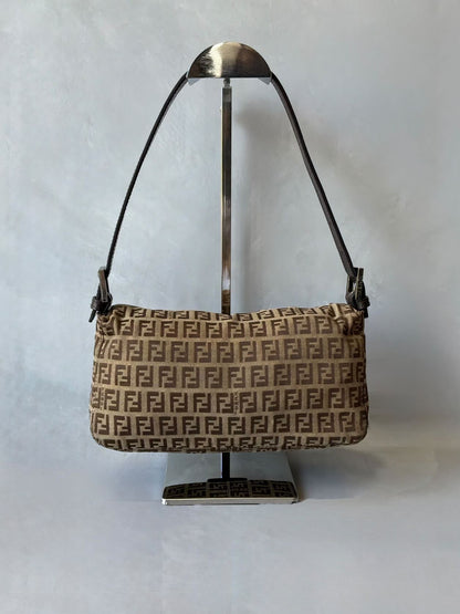 Fendi Zucchino Double Flap Baguette Bag