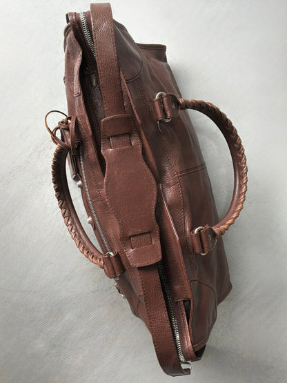 Balenciaga Part Time Chocolate Brown on Silver Lambskin Bag