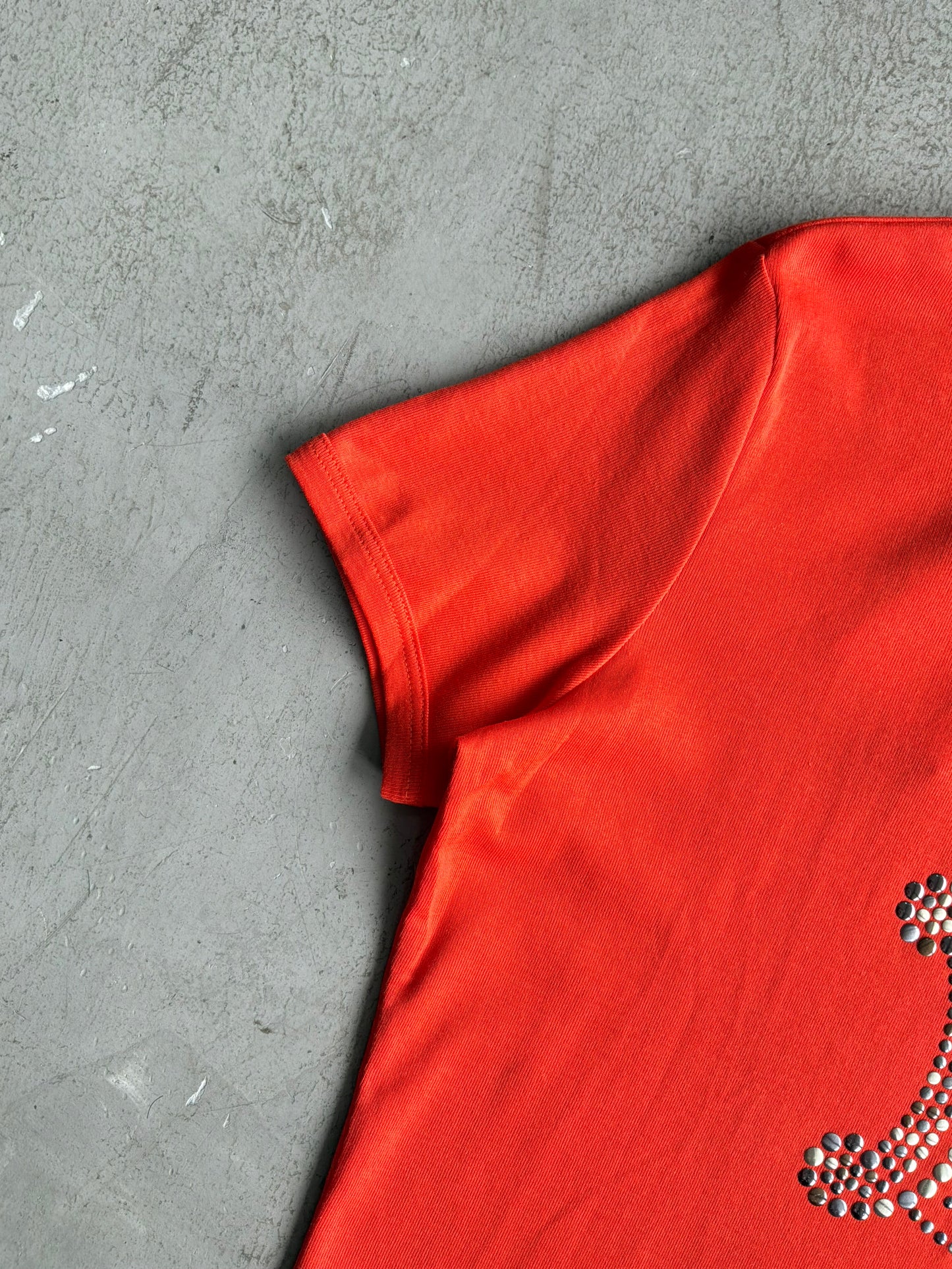 Celine Beaded Logo Orange Blouse