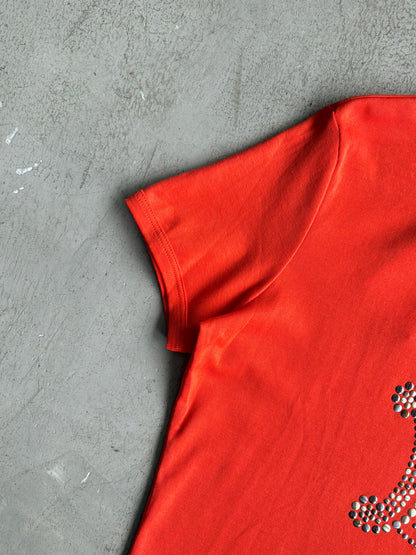 Celine Beaded Logo Orange Blouse