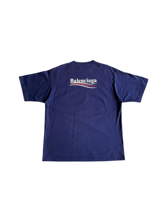 Balenciaga Political Campaign Navy Tee