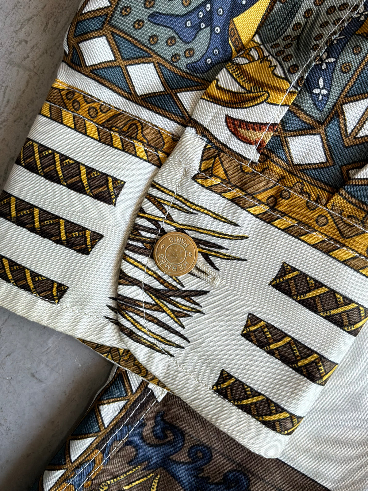 90s Hermes Tarof Motif Silk Shirt