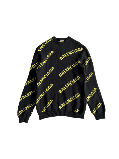 Balenciaga All Over Print Knit Crewneck
