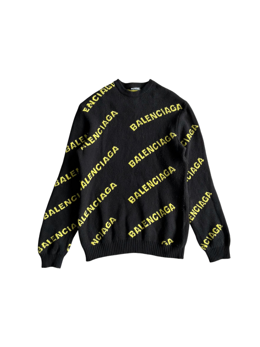 Balenciaga All Over Print Knit Crewneck