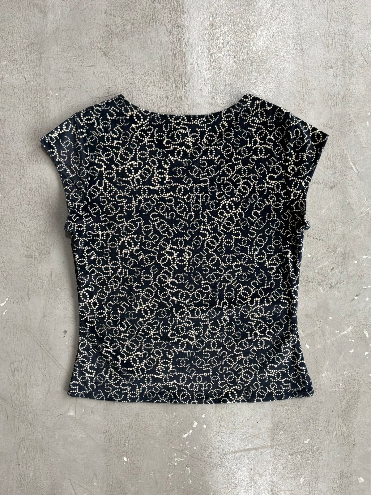 Chanel No. 5 All Over Print Velvet Top