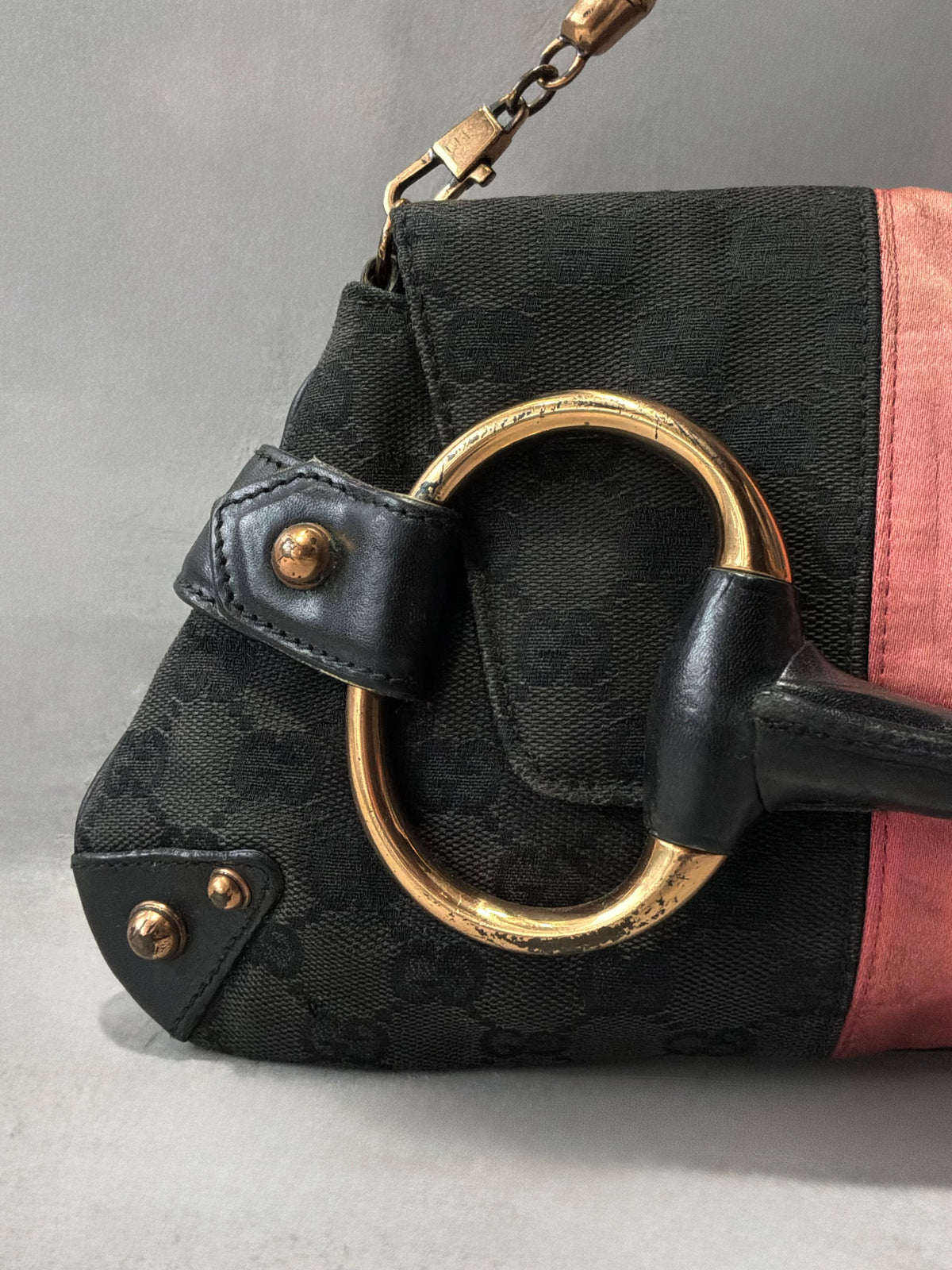 Gucci By Tom Ford Satin Horsebit Bamboo Chain Shouder  Bag