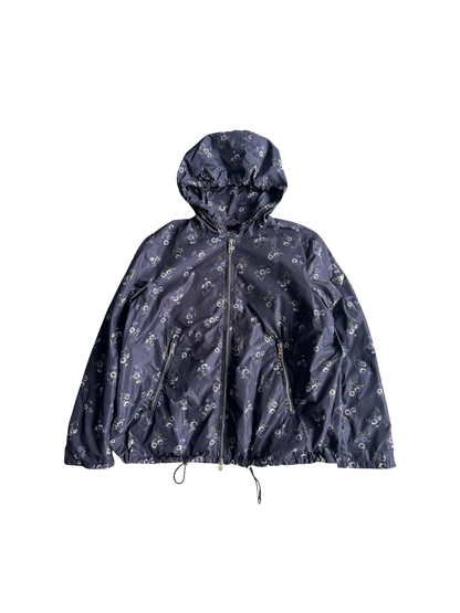 Prada Nylon Flower Monogram Zip Up Hoodie