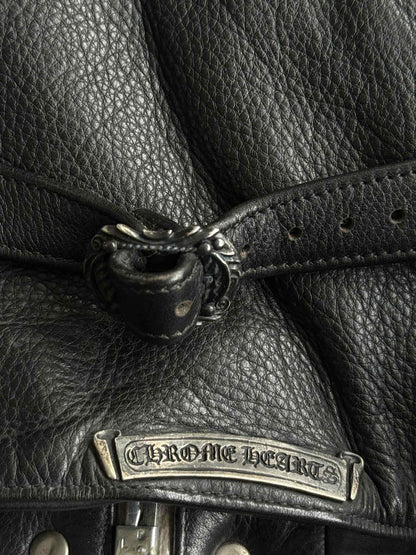 Chrome Hearts Shearling Lined Leather Silver Cross Vest