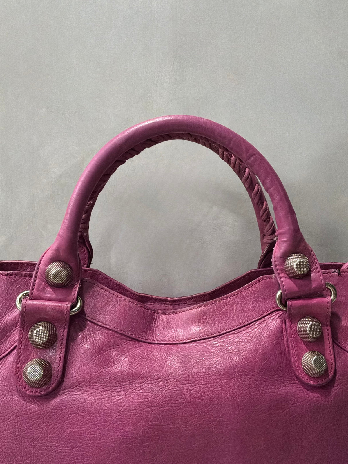 Balenciaga Classic City  Pink on Silver Giant 21 Lambskin Bag