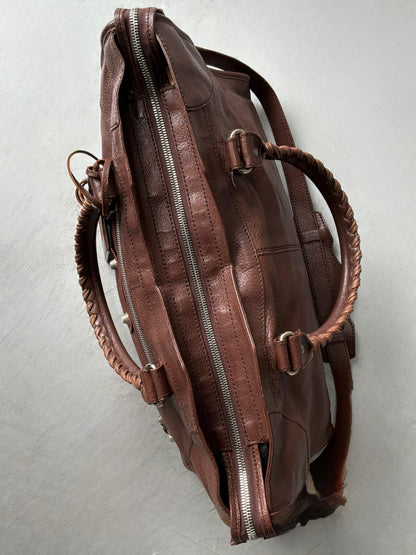 Balenciaga Part Time Chocolate Brown on Silver Lambskin Bag