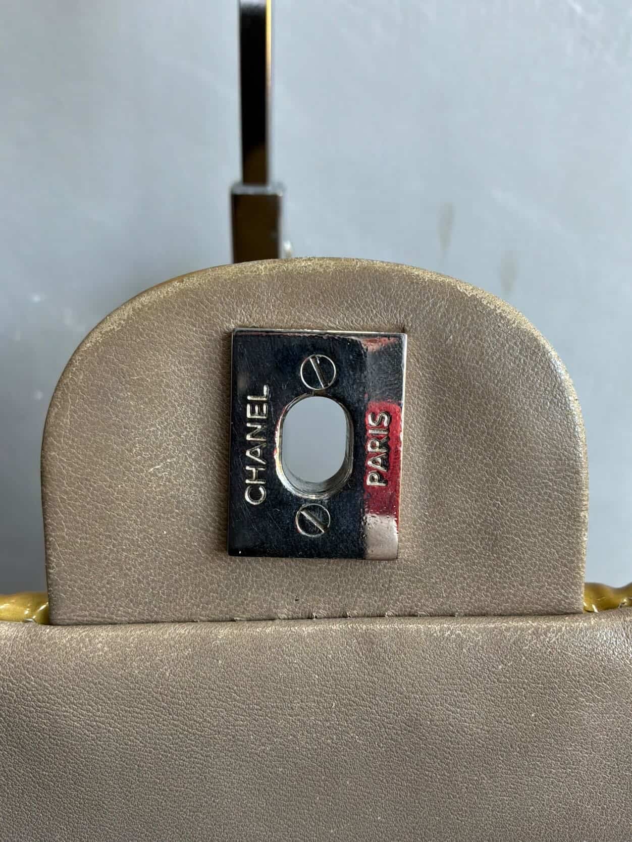 Chanel Classic Jumbo Single Flap Yellow Patent Handbag