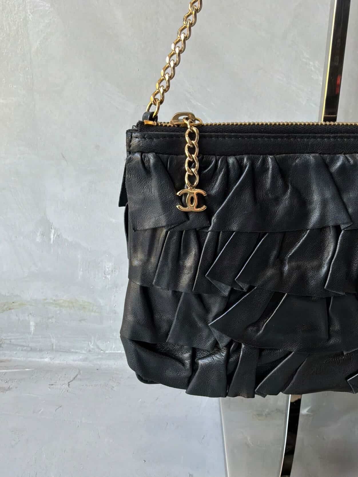 Chanel Ruffle Lambskin Evening Bag