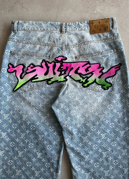 Louis Vuitton Graffiti Monogram Denim Jeans