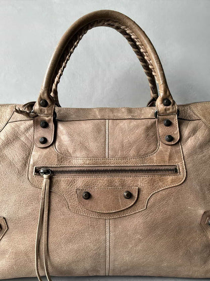 Balenciaga City Work Light Brown Lambskin Bag