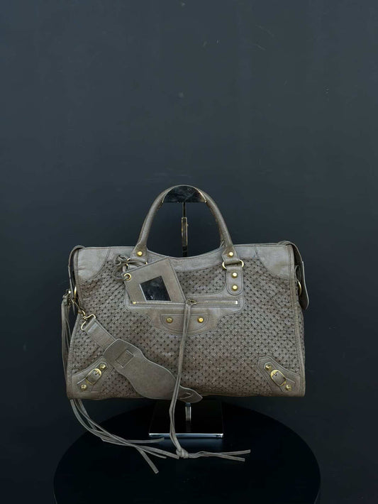 Balenciaga Classic City Perforated Leather Brown