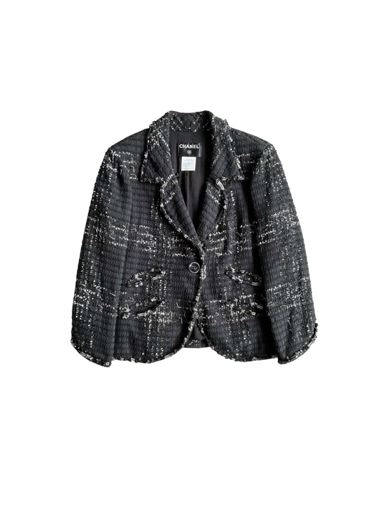 2008 Chanel Black Tweed Blazer
