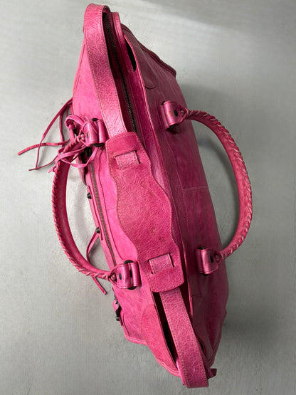 Balenciaga City Part Time Hot Pink on Brass Lambskin Bag