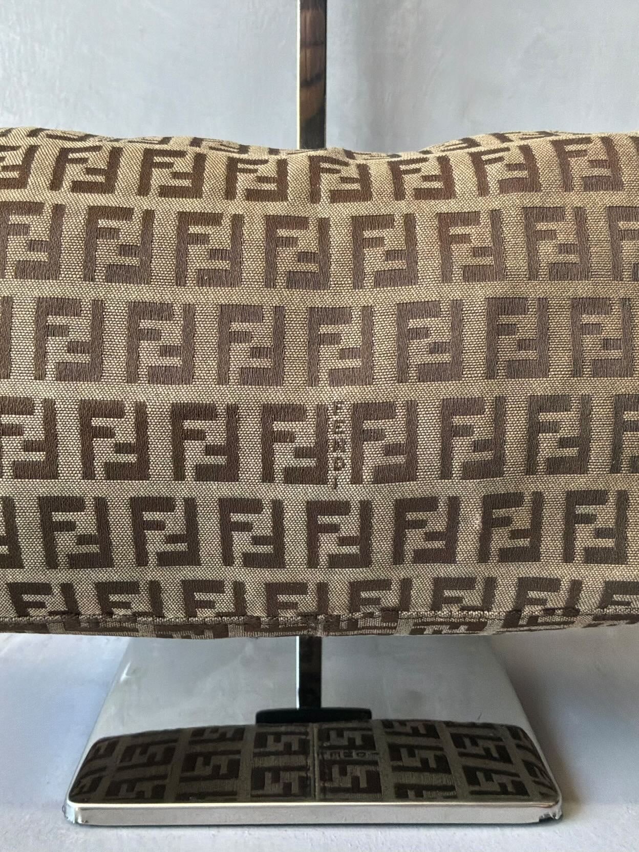 Fendi Zucchino Double Flap Baguette Bag
